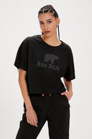 Bad Bear Holly 24.03.07.009S Siyah Baskılı Kadın Tişört